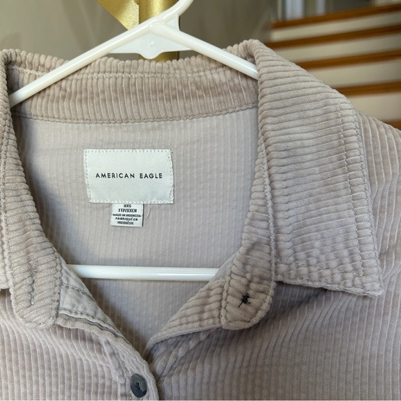 American Eagle Corduroy Peplum Button Down Shirt - Picture 2 of 4